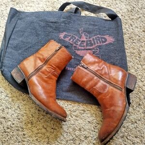 Freebird by Steven Alamo Sheepskin Lining Bryan Leather Side Zip Boots Sz 10